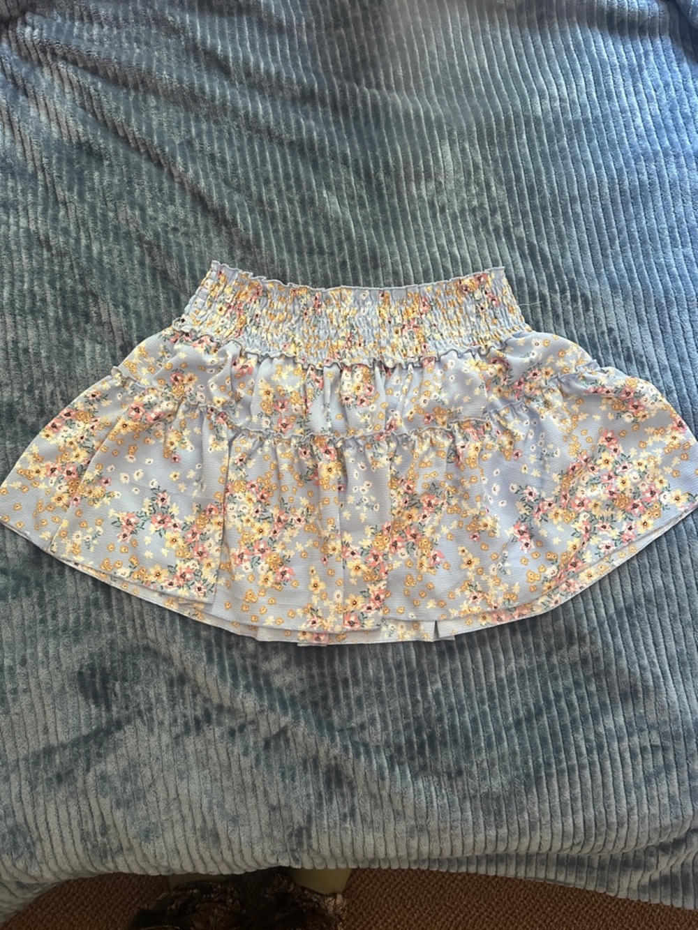 Knitworks Light Blue Floral Mini Skirt